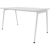 Quadrifoglio X3 Schreibtisch weiß rechteckig, 4-Fuß-Gestell weiß 140,0 x 80,0 cm von Quadrifoglio