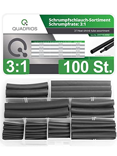 QUADRIOS GmbH Schrumpfschlauch Set Sortiment Box 100 Stück hohe Schrumpfrate 3:1 übersichtlich sortiert im Sortimentskasten Industriequalität Halogenfrei QUADRIOS GmbH Schrumpfschlauch Set Sortiment Box 100 Stück hohe Schrumpfrate 3:1 übersichtlich sortiert im Sortimentskasten Industriequalität Halogenfrei von Quadrios