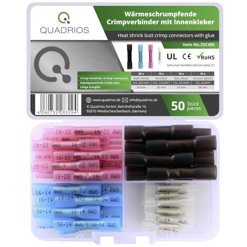 Quadrios 23C495 Stoßverbinder 0.3 mm² 4 mm² Weiß, Rot, Blau, Schwarz 50 St. von Quadrios