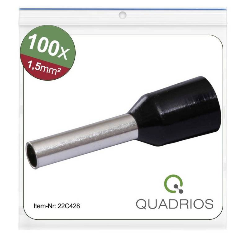 Quadrios Aderendhülsen Quadrios 22C428 Aderendhülse 1.5 mm² Teilisoliert Schwarz 1 Set, 22C428 von Quadrios