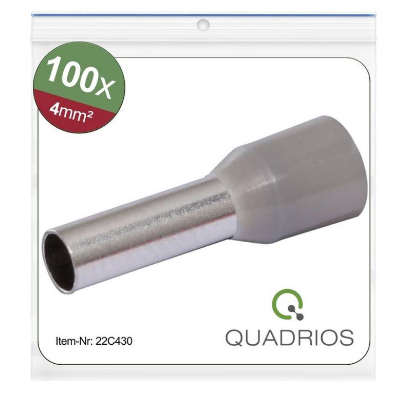 Quadrios Aderendhülsen Quadrios 22C430 Aderendhülse 4 mm² Teilisoliert Grau 1 Set, 22C430 von Quadrios