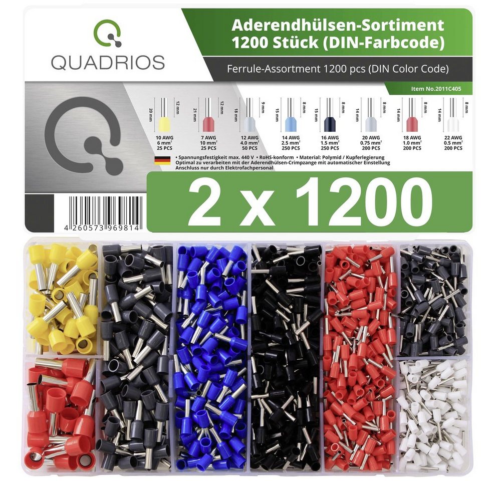 Quadrios Aderendhülsen Quadrios 22C470 Aderendhülsen-Sortiment 0.5 mm², 0.75 mm², 1 mm², 1.5, 22C470 von Quadrios