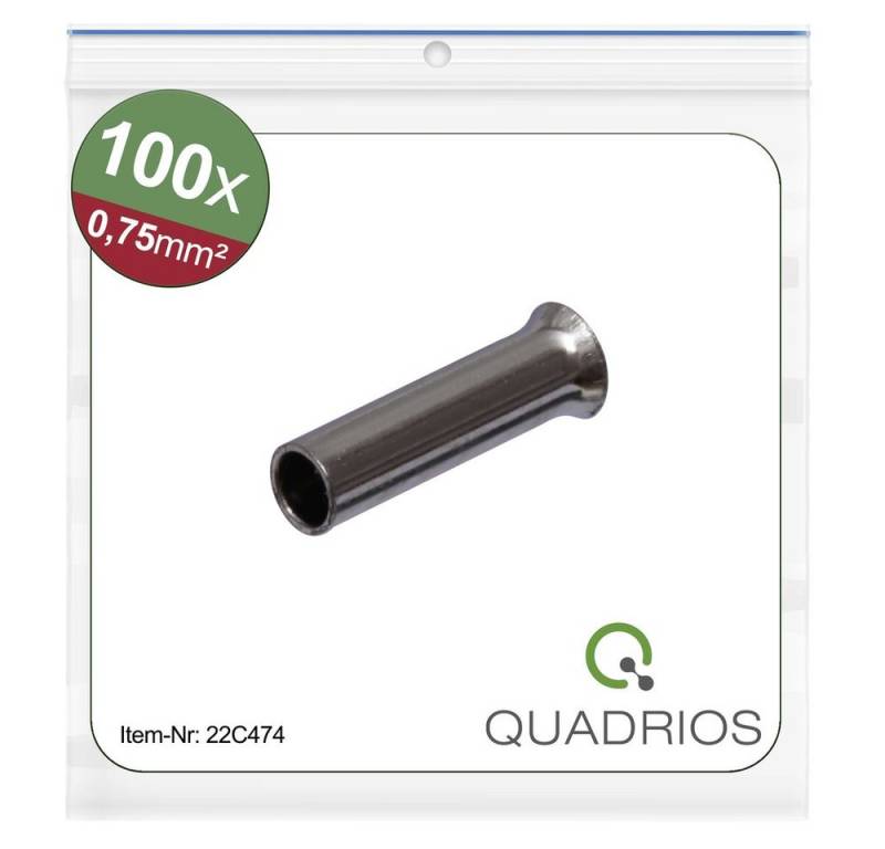 Quadrios Aderendhülsen Quadrios 22C474 Aderendhülse 0.75 mm² Unisoliert 100 St., 22C474 von Quadrios