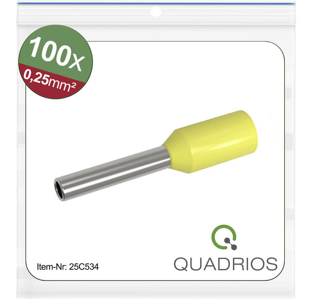 Quadrios Aderendhülsen Quadrios 25C534 Aderendhülse 0.25 mm² Teilisoliert Gelb 100 St., 25C534 von Quadrios
