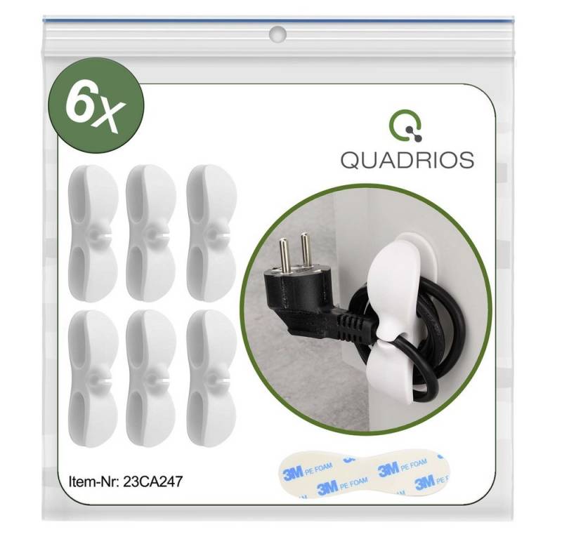 Quadrios Kabelverbinder-Sortiment Quadrios 23CA247 Kabelhalter selbstklebend 23CA247 Weiß 6 St., 23CA247 von Quadrios