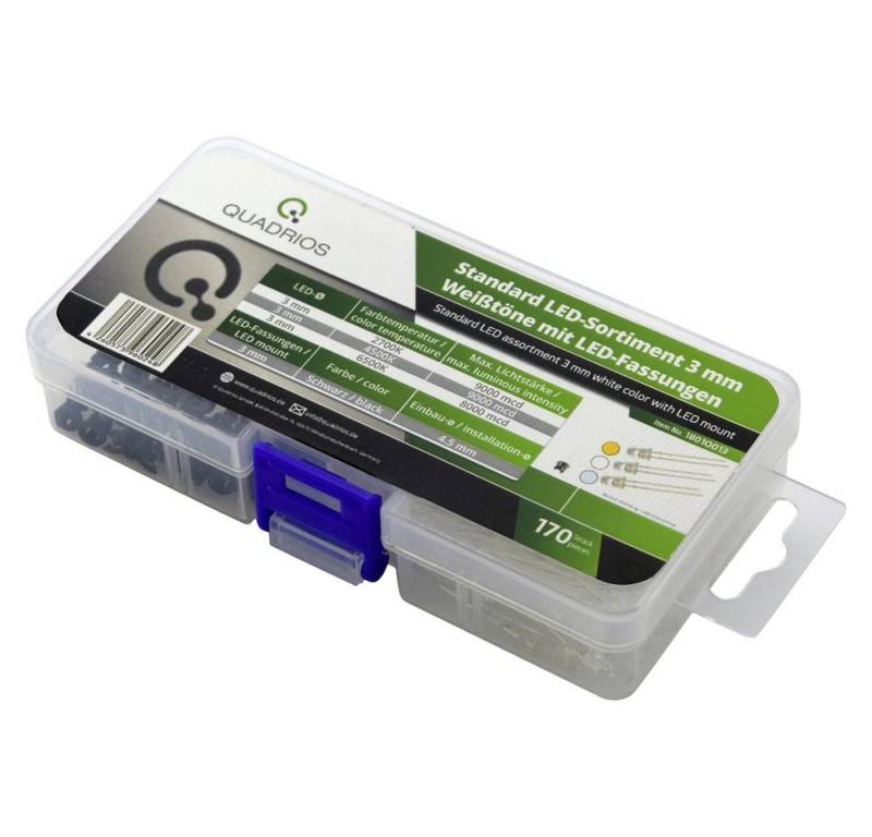 Quadrios LED-Leuchtmittel Quadrios LED-Sortiment Warmweiß, Kaltweiß 3 mm 20 mA 3.0 V von Quadrios