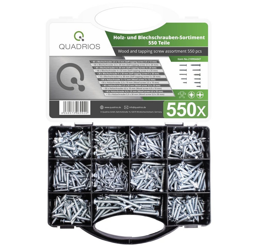 Quadrios Schrauben-Set Quadrios 2109SA047 2109SA047 Blechschrauben-Sortiment 550 St. Quadrios Schrauben-Set Quadrios 2109SA047 2109SA047 Blechschrauben-Sortiment 550 St. von Quadrios