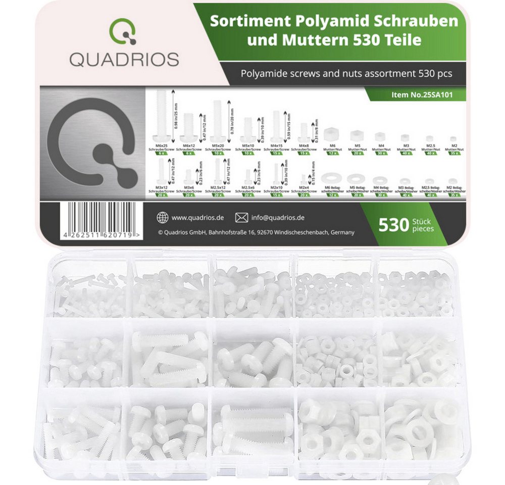Quadrios Schrauben-Set Quadrios 25SA101 25SA101 Kunststoffschrauben-Sortiment 530 Teile Quadrios Schrauben-Set Quadrios 25SA101 25SA101 Kunststoffschrauben-Sortiment 530 Teile von Quadrios