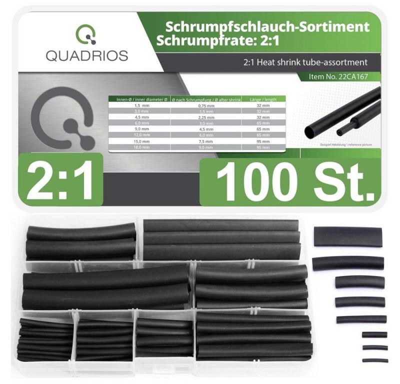 Quadrios Schrumpfschlauch Quadrios 22CA167 Schrumpfschlauchsortiment Schwarz Schrumpfrate:2:1, (22CA167) von Quadrios
