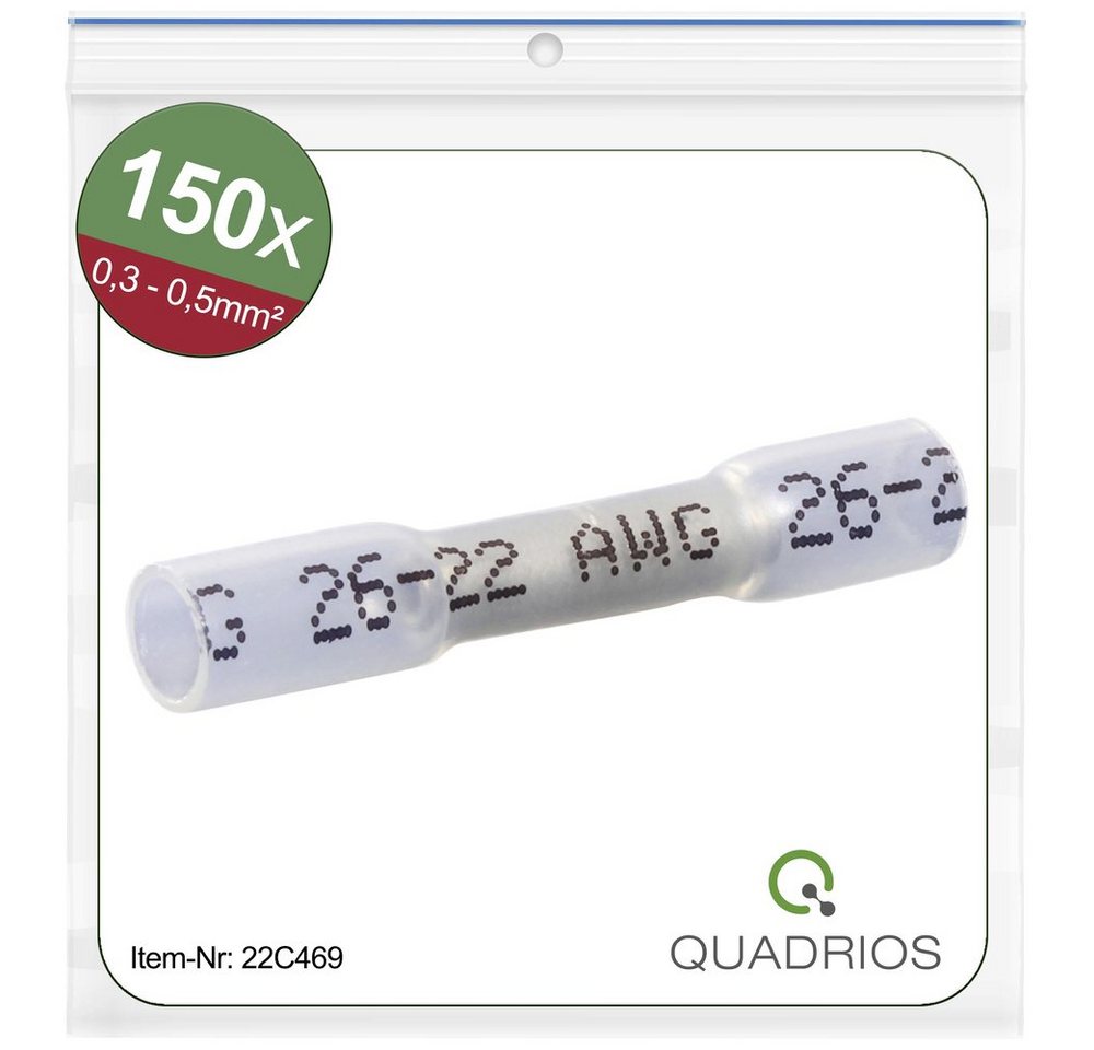 Quadrios Stoßverbinder Quadrios 22C469 Stoßverbinder mit Schrumpfschlauch 0.3 mm² 0.5 mm² Vol, 22C469 von Quadrios