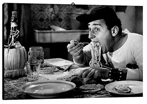 Bild Mangiaspaghetti cod. 02 Alberto Sordi cm 50x70 Druck auf Leinwand Das gemälde ist fertig zum aufhängen Il Negozio di Alex von Quadro Mangiaspaghetti Il Negozio di Alex