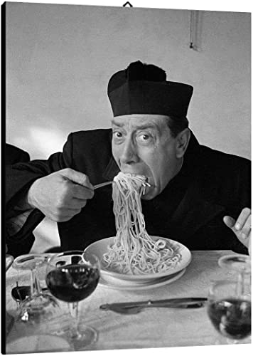 Bild Mangiaspaghetti cod. 56 Don Camillo cm 35x50 Druck auf Leinwand Das gemälde ist fertig zum aufhängen Il Negozio di Alex von Quadro Mangiaspaghetti Il Negozio di Alex