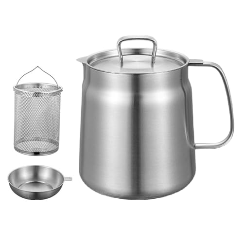 Quaeetyu Edelstahl-Topf mit Deckel, Ölfiltertopf, Ölspenderfilter, Edelstahl-Fetttöpfe, Mehrzweck-Ölfilter, perfekte Küchenölfilter mit Griff Quaeetyu Edelstahl-Topf mit Deckel, Ölfiltertopf, Ölspenderfilter, Edelstahl-Fetttöpfe, Mehrzweck-Ölfilter, perfekte Küchenölfilter mit Griff von Quaeetyu