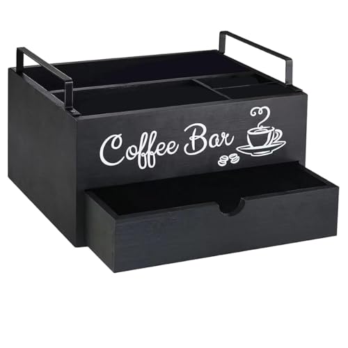 Tisch-Organizer, Kaffee-Aufbewahrungsbox, Kaffeebar-Organizer, Holzbar-Aufbewahrung, Küchen-Café-Station-Organizer, perfektes und ideales Werkzeug für Zuhause, Küche und Cafés von Quaeetyu