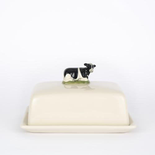 Quail Ceramics Butterdose mit Friesenkuh-Motiv von Quail Ceramics