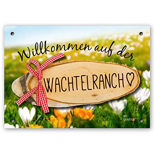 Quailzz Wachtelranch - Wachtel-Schild DIN A5 - Dekoschild mit Spruch - Wandschild - Willkommen von Quailzz