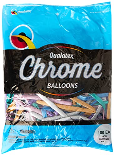 Qualatex 99695 260Q verchromte Latex-Luftballons, mehrfarbig von Qualatex