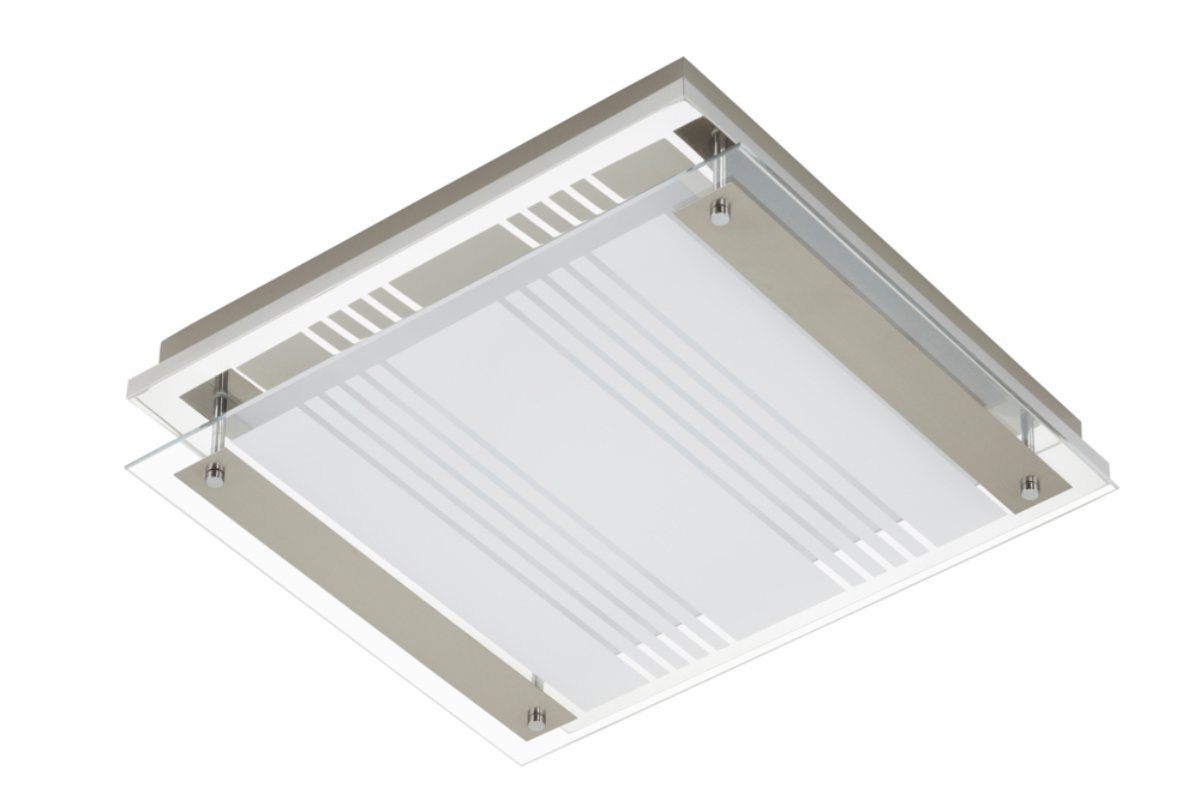 Briloner Leuchten Aufbauleuchte LED Deckenlampe Chrom Glas Dimmbar 3-Stufen 24W Warmweiß 44x40x8,5cm von Briloner Leuchten