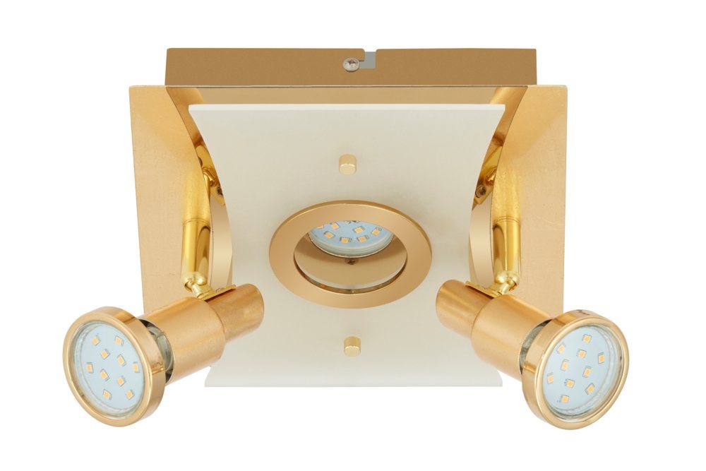 Briloner Leuchten Aufbauleuchte LED Deckenleuchte Gold 3 flg Drehbar Schwenkbar Eckig Warmweiß 20x20cm von Briloner Leuchten