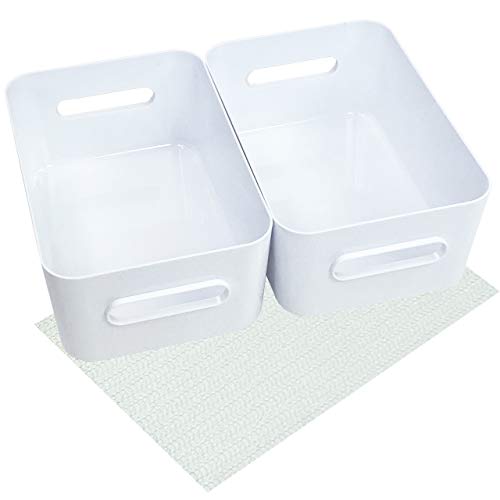Quality-Collection Boxen-Organizer-Set, Weiss mit Antirutsch-Unterlage (M-Boxen-2er-Set) von Quality-Collection