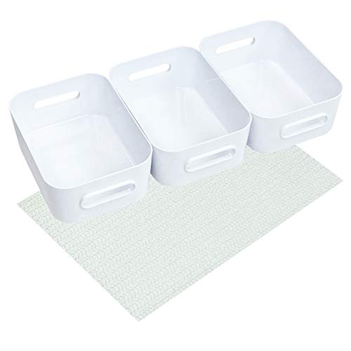 Quality-Collection Boxen-Organizer-Set, Weiss mit Antirutsch-Unterlage (S-Boxen-3er-Set) von Quality-Collection