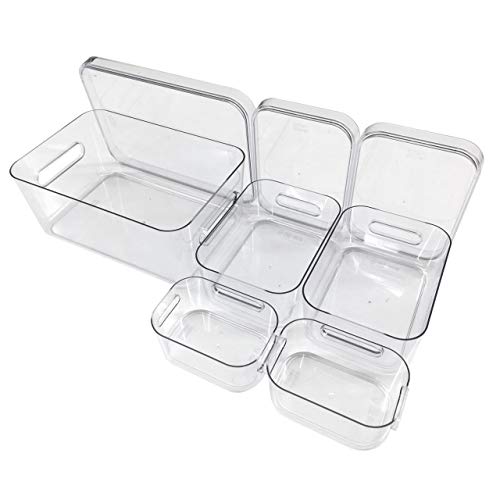 Quality-Collection Kühlschrank Organizer Boxen-Set mit Beschriftungsetiketten (Mixed-8er-Set inkl. Deckel) von Quality-Collection