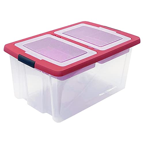 TOP-BOX Edition UNIVERSAL Aufbewahrungsbox mit Deckel 59x40x29 cm transparent-rot von Quality-Collection