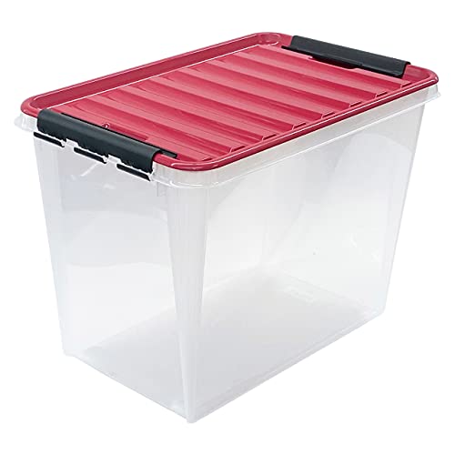 Quality Collection TOP-BOX UNIVERSAL Aufbewahrungsbox mit Deckel | Transparente & robuste Lagerungslösung | 61 Liter | Stapelbar & BPA-frei | Ordnung für Haushalt & Büro von Quality-Collection