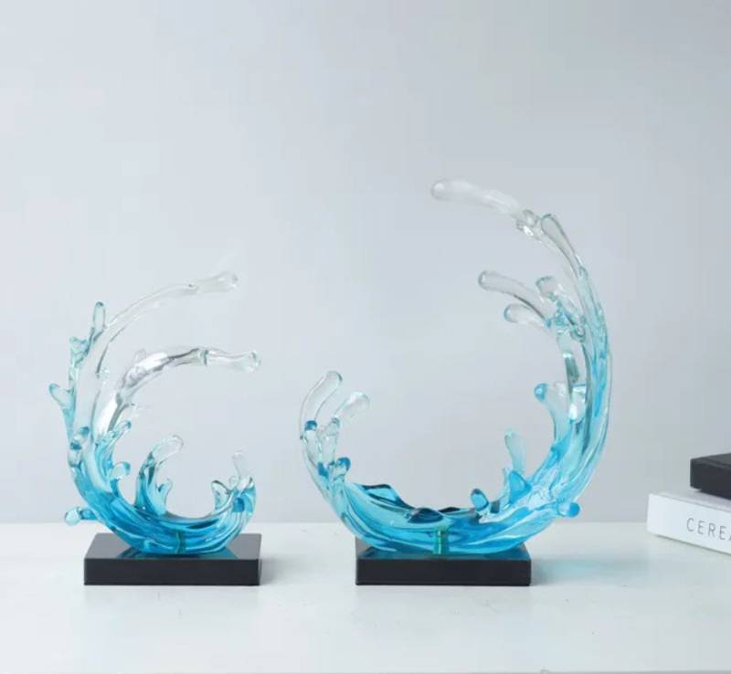 Quality Elegance Dekoobjekt 2er-Set Wellen-Skulpturen aus klarem Resin (Set, 2tlg) von Quality Elegance