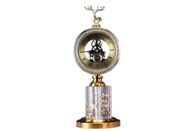 Quality Elegance Dekoobjekt Luxuriöse Goldene Hirschkopf-Tischuhr mit Marmorsockel (2 St) von Quality Elegance