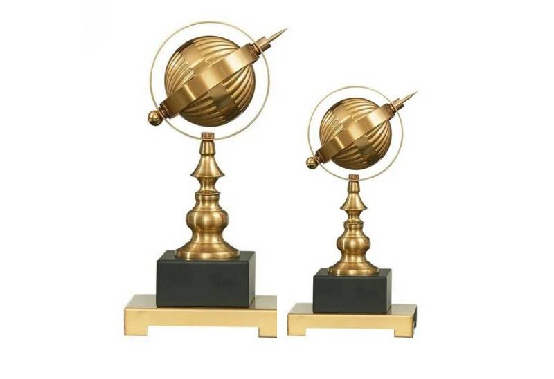 Quality Elegance Dekoobjekt Luxus Gold Globus Set Metall Dekofiguren Büro Wohnraum Design (2 St) von Quality Elegance