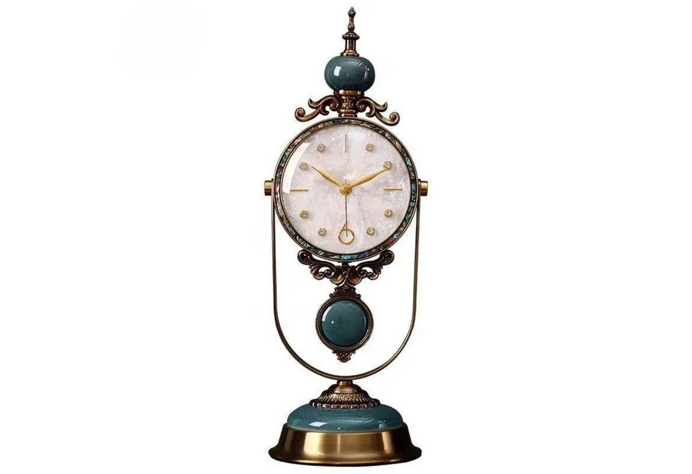 Quality Elegance Dekoobjekt Retro Europäische Tischuhr aus Glas und Messing Quality Elegance Dekoobjekt Retro Europäische Tischuhr aus Glas und Messing von Quality Elegance