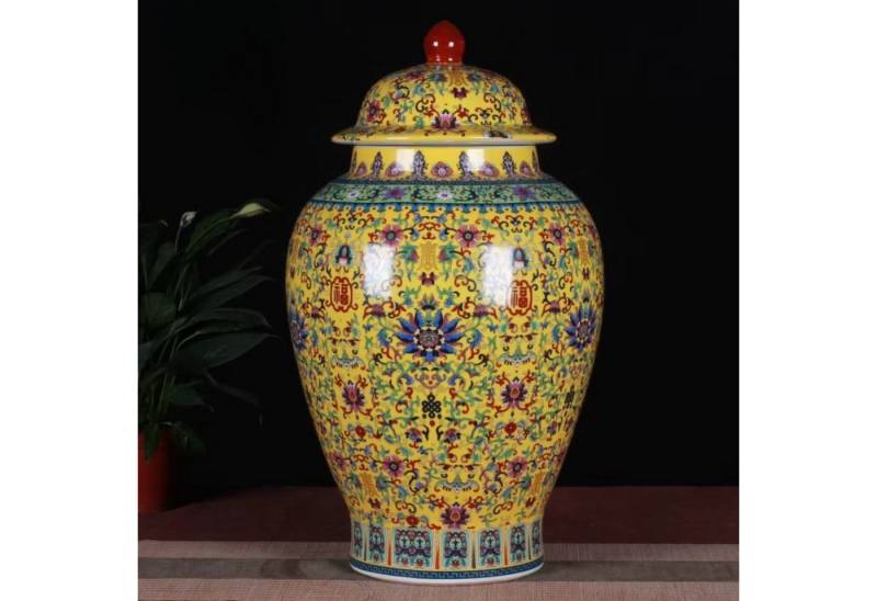 Quality Elegance Dekovase Vintage Keramik-Vase mit Emaille-Glasur – 58 x 38 cm (1 Vase), handgefertigte Keramik, 58cmsx33cms von Quality Elegance