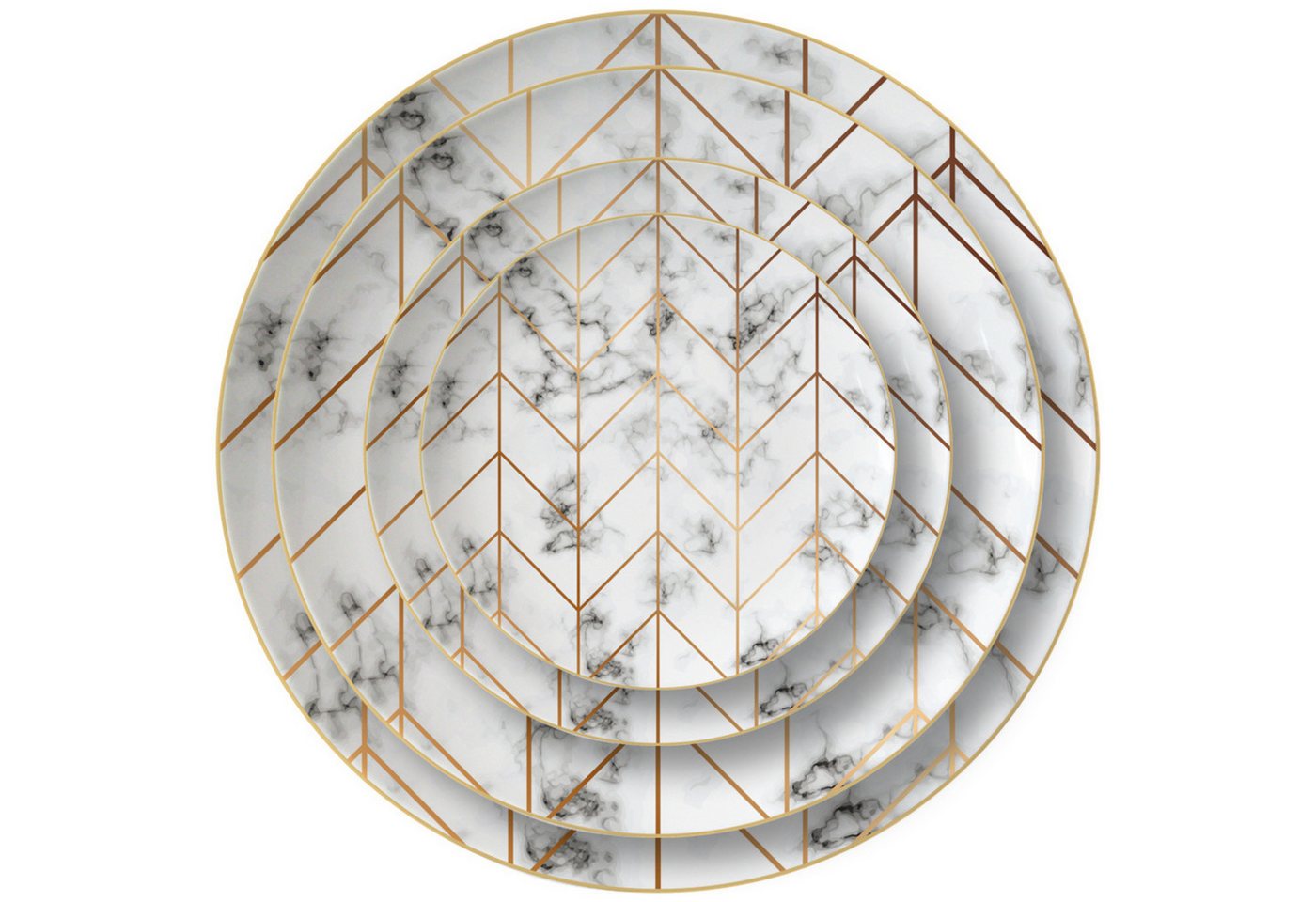 Quality Elegance Speiseteller Marble Design Luxus-Geschirrset, (4 St), 45% Knochenasche von Quality Elegance