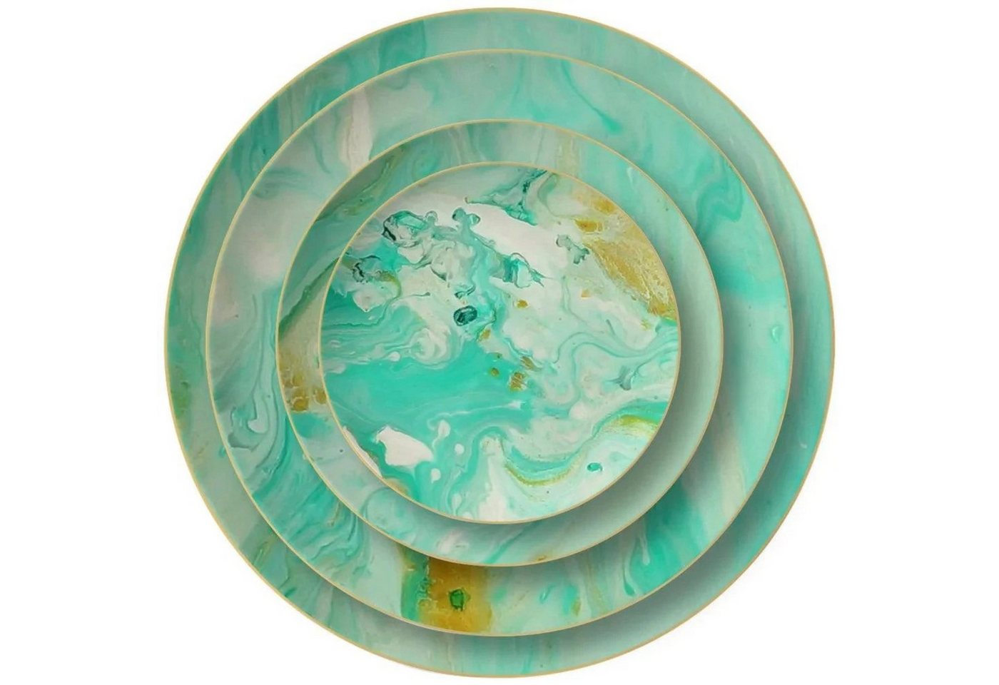 Quality Elegance Teller-Set Luxuriöses Green Marble Pattern Bone China Geschirrset Quality Elegance Teller-Set Luxuriöses Green Marble Pattern Bone China Geschirrset von Quality Elegance