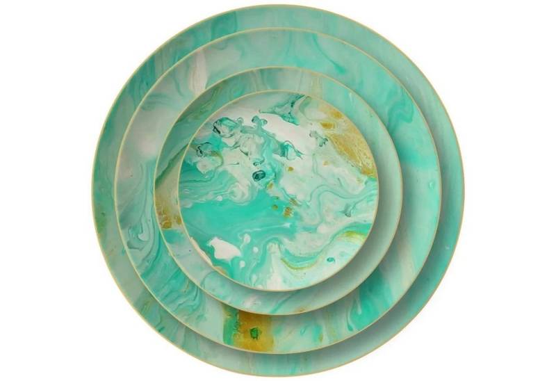 Quality Elegance Teller-Set Luxuriöses Green Marble Pattern Bone China Geschirrset Quality Elegance Teller-Set Luxuriöses Green Marble Pattern Bone China Geschirrset von Quality Elegance