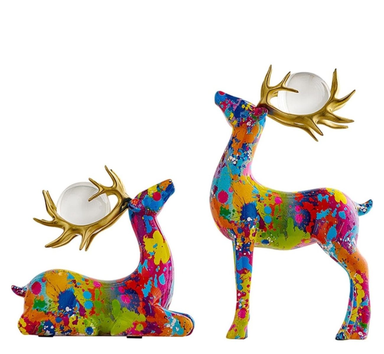 Quality Elegance Tierfigur Bunte Hirschfiguren aus Harz – 2-teiliges Set Moderne Deko (Set, 2 St., 2tlg) von Quality Elegance