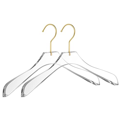Hochwertige Kleiderbügel aus transparentem Acryl, 2 Stück, gebogen, stilvolle mit goldenen Haken – für Kleider, Anzug Schrank-Organizer Erwachsene robuste (goldener Haken, 2) von Quality Hangers
