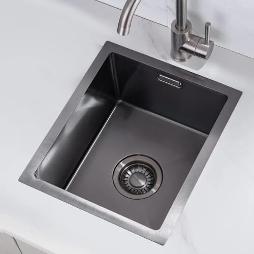 Nurion Spüle Schwarz Metall 28.5 x 34.5 - Küchenspüle - Küchenspülen - Küchenwaschbecken - ohne Hahnloch Edelstahl von Quality Heating