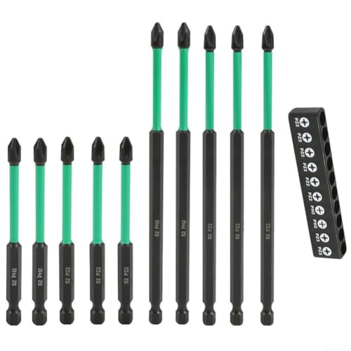 10-teiliges magnetisches Schraubendreher-Bit-Set, kompatibel mit elektrischen Schraubendrehern, 1/4-Zoll-Sechskantschaft, inkl. für PZ2, PZ3, PH2 Bits aus legiertem Stahl mit rutschfestem Design (90 + 10-teiliges magnetisches Schraubendreher-Bit-Set, kompatibel mit elektrischen Schraubendrehern, 1/4-Zoll-Sechskantschaft, inkl. für PZ2, PZ3, PH2 Bits aus legiertem Stahl mit rutschfestem Design (90 + von Qualoramall