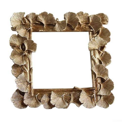 Bilderrahmen aus Kunstharz mit Ginkgo-Blatt-Design in quadratischer Form für Fotos zu Hause oder am Arbeitsplatz (10,2 cm) von Qualoramall