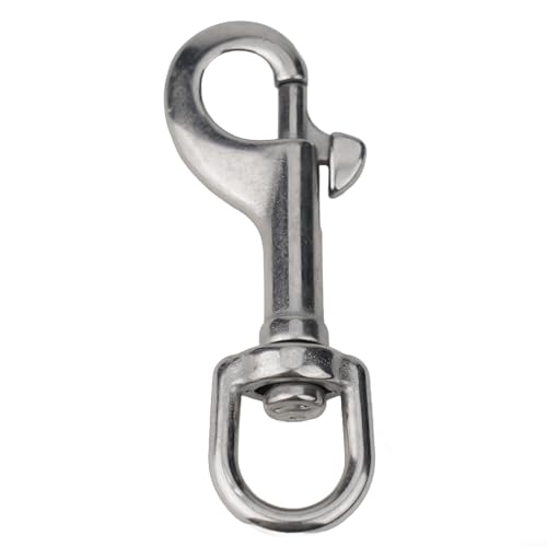 Karabinerhaken aus Edelstahl 316, drehbar, mit Federmechanismus, für Tauchen, Haustier-Leine, Camping und Outdoor-Ausrüstung, Anti-Material (82 mm) von Qualoramall
