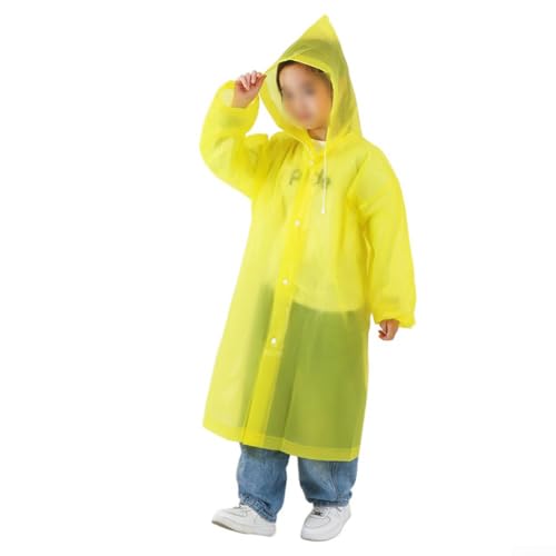 Kinder Regenmantel Transparent Dick und Lang Wiederverwendbar Wasserdicht Regenschutz Leichtes Design Vollständige Abdeckung für Kindergarten und Schulgebrauch (Gelb-Offen) von Qualoramall