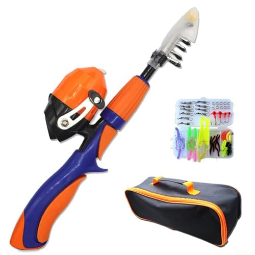 Qualoramall Angelrute für Kinder, einziehbares Reise-Set mit Angelrolle, Aufbewahrungstasche für Eltern-Kind-Sport, Outdoor-Aktivitäten, Orange Qualoramall Angelrute für Kinder, einziehbares Reise-Set mit Angelrolle, Aufbewahrungstasche für Eltern-Kind-Sport, Outdoor-Aktivitäten, Orange von Qualoramall