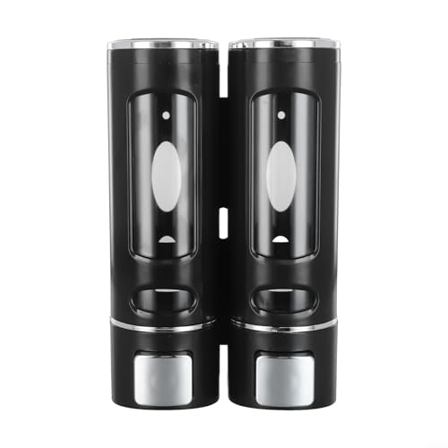 Qualoramall Badezimmer-Seifenspender Wandmontage Duschgelspender Doppelkopf Seifenspender Küche Geschirr Waschmittelbehälter Hände Körperwäsche Flüssigseifenspender (schwarz) von Qualoramall