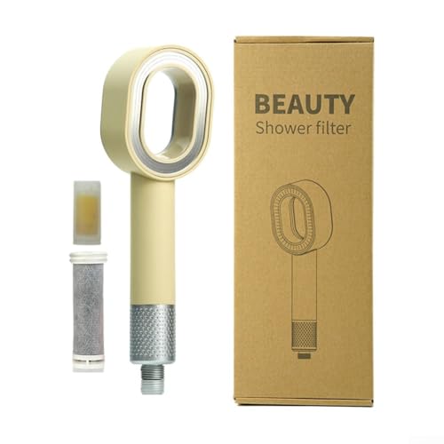 Qualoramall Duschköpfe ABS Hochdruck-Duschkopf Handgefilterter Duschkopf Wasserreinigender Duschkopf Hartwasserfilter Duschkopf mit Aromatherapie-Filter (Beige) von Qualoramall