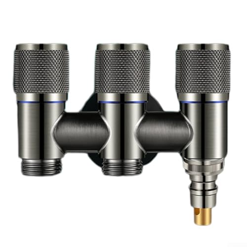 Qualoramall Edelstahl-Wasserumstellventil, 3-Wege-Eckventil mit separatem Drehschalter für WC, Bidet, Sprühgeräte, Waschmaschinen-Wasserhahn und Küche oder Badezimmer (grau) von Qualoramall