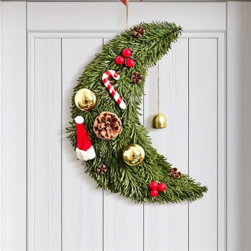Qualoramall Grüne Weihnachtskränze in Mondform für Haustür, Heimdekoration, Urlaub, saisonale Dekoration für Haustüren, Wände oder Fenster, 32 x 24 cm Qualoramall Grüne Weihnachtskränze in Mondform für Haustür, Heimdekoration, Urlaub, saisonale Dekoration für Haustüren, Wände oder Fenster, 32 x 24 cm von Qualoramall