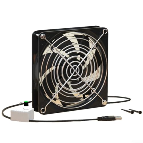 Qualoramall SB-betriebener 5 V verstellbarer Abluftventilator für Hühnerställe, Haustierhäuser und Dunstabzugshauben (12 cm einzelner Ventilator) von Qualoramall