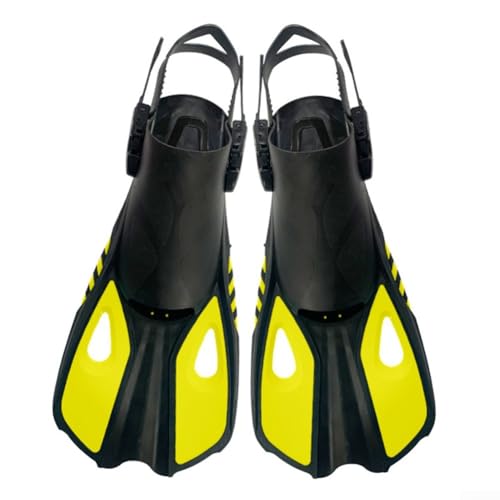 Qualoramall Schnorchelflossen Professionelle Silikon Schnorchelflossen Verstellbare Tauchflossen Leicht Bequem Tauchen Flossen Schwimmtraining Ausrüstung für Erwachsene Männer Frauen Unisex (L/XL Gelb von Qualoramall